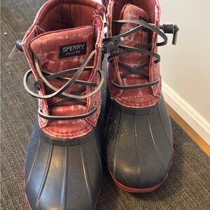 Sperry Burgundy and Black Waterproof Boots